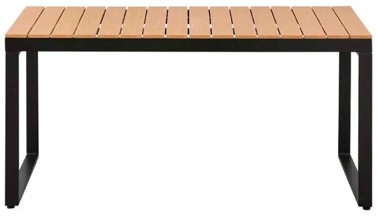 Τραπέζι κήπου Poseidon Megapap μέταλλο - ξύλο χρώμα μαύρο - καρυδί 180x92x75εκ.