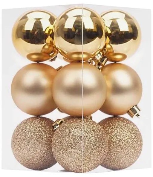 Σετ Χριστουγεννιάτικες μπάλες - 8cm - 12pcs - 326079 - Gold-326079_GOLD