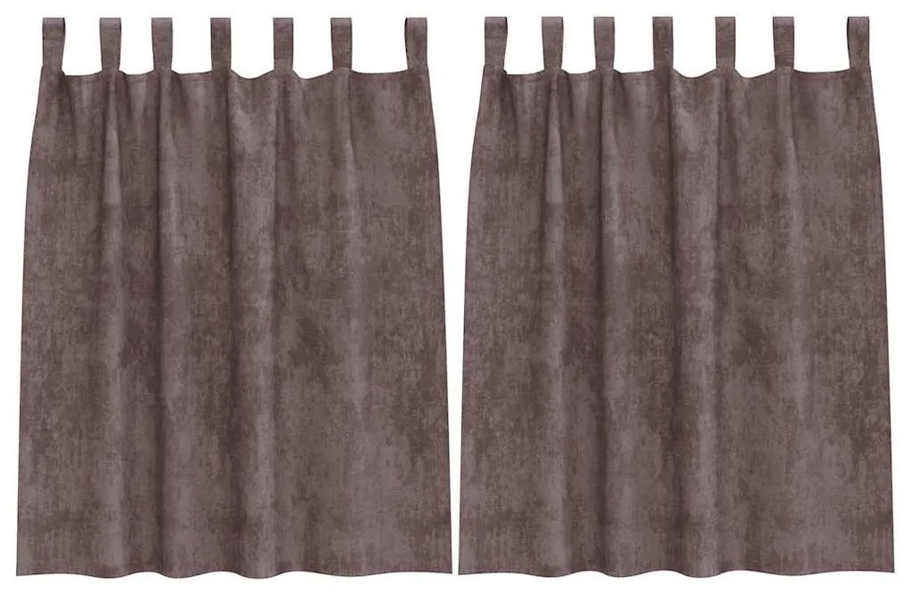 vidaXL Κουρτίνα με κουρτίνες 2 pcs Καφέ 140 x 140 cm Βελούδο