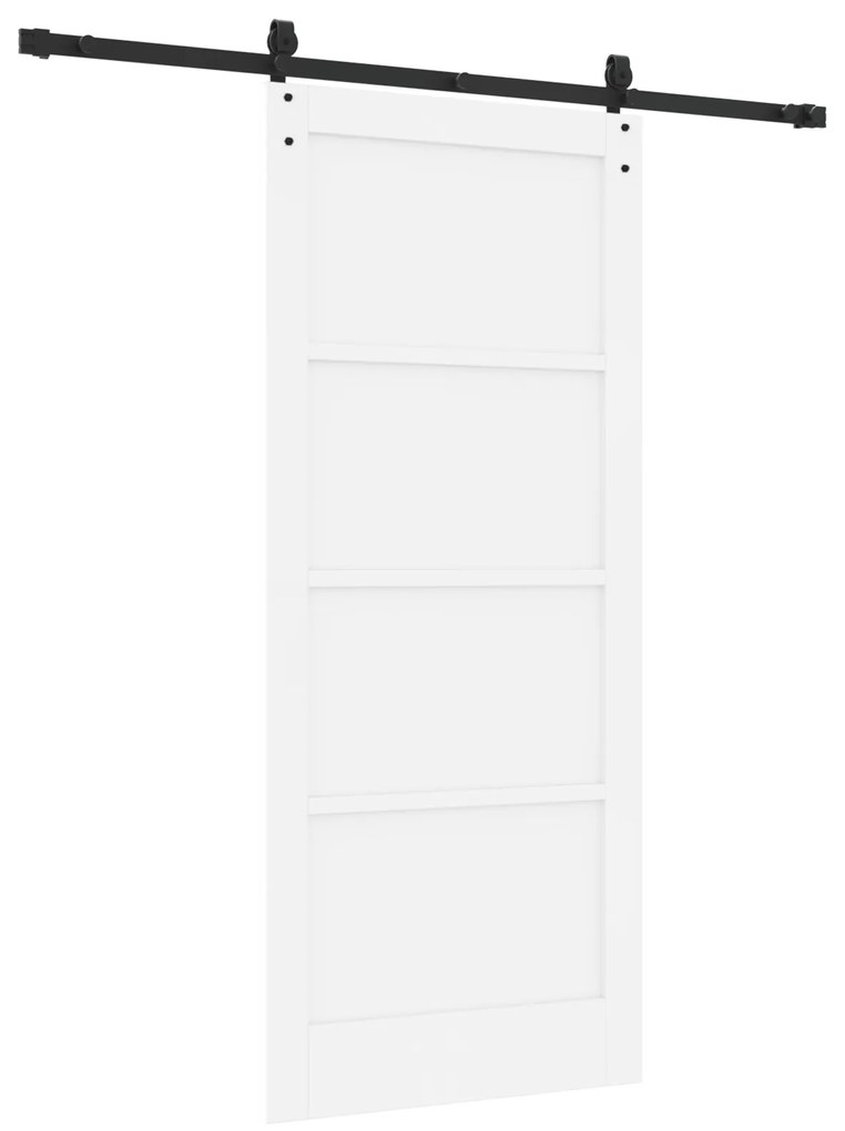 vidaXL Συρόμενη Πόρτα με Σετ Εξαρτημάτων Λευκή 86x198.5 εκ Συμπαγές Ξύλο Πεύκου