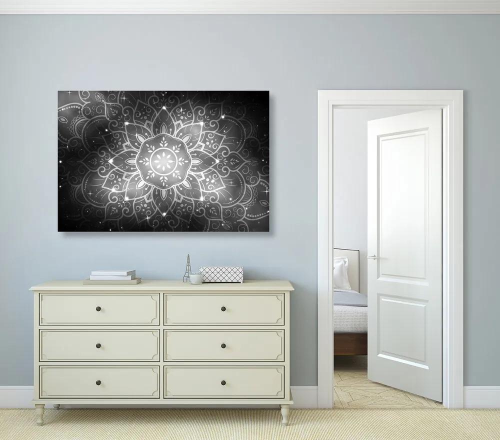 Εικόνα Mandala με γαλαξιακό φόντο σε ασπρόμαυρο - 60x40