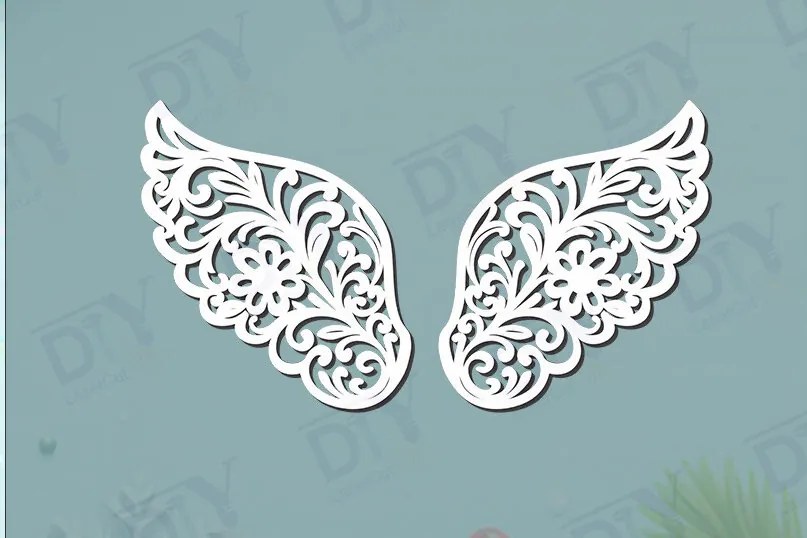 Σετ των 2 Intra απο ξύλο plywood 3mm-4mm πάχος Πρότυπο DIY Wings Angel Δίασταση 40x40 cm INTRAFABR-125463522