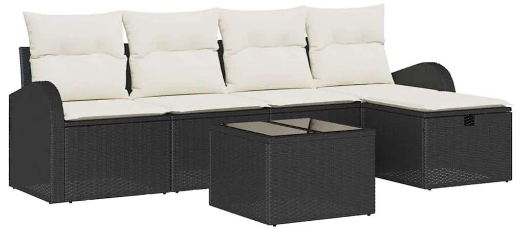 vidaXL Σετ Καναπέ Κήπου 6 pcs Μαύρο και κρεμ 234 x 117 x 85 εκ