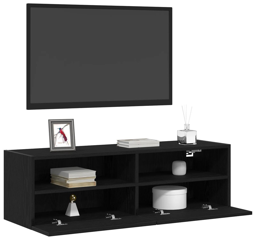 vidaXL Ντουλάπια Τηλεόρασης 2 τεμ Μαύρο Δρυς 100x30x30 cm Επεξεργασμένο Ξύλο