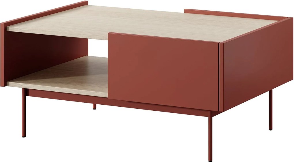 Lh-homefurniture Τραπεζάκι "Color" κεραμικό κόκκινο + Φυσικό 97x45x65cm P_CLR_40_R
