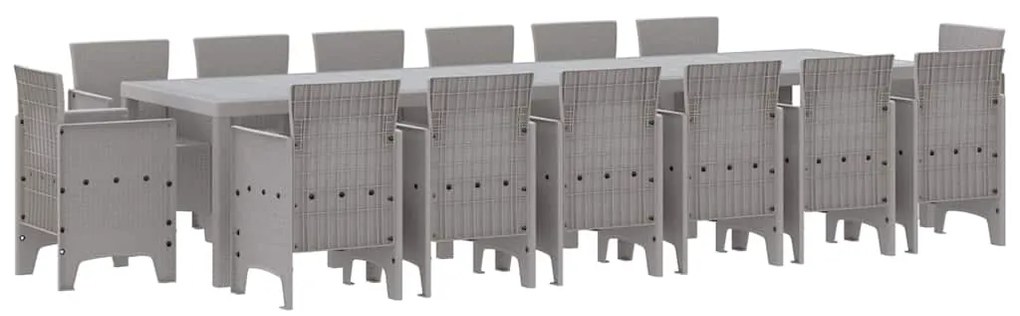 vidaXL Σέτ φαγητού για κήπο 15 pcs Ανοιχτό γκρι Rattan Polt