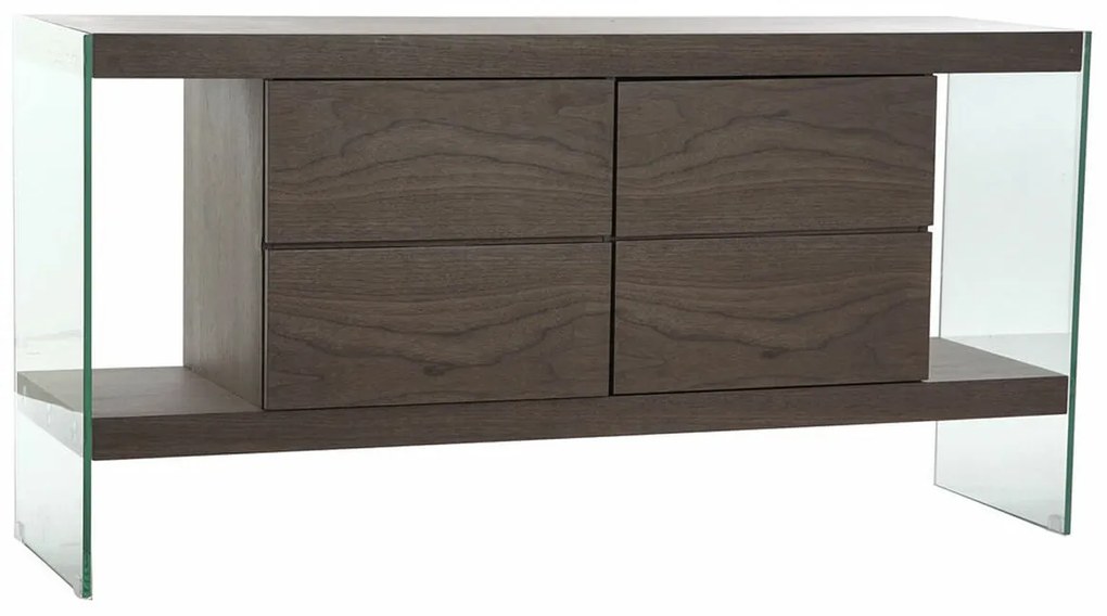 Σκευοθήκη DKD Home Decor Καφέ Διαφανές Κρυστάλλινο Kαρυδιά Ξύλο MDF 160 x 45 x 80 cm