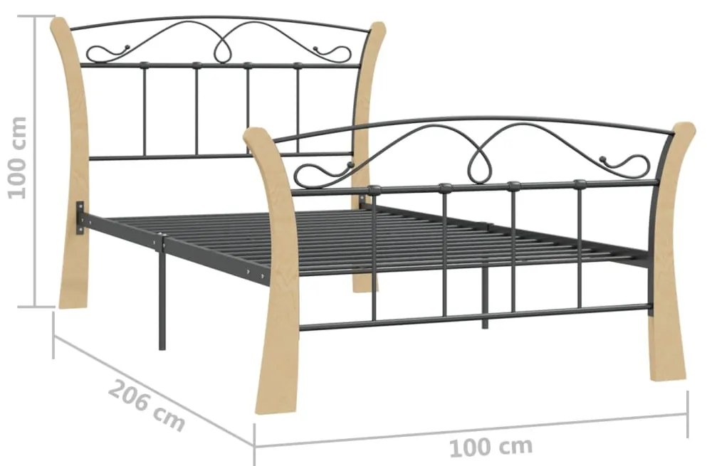 vidaXL Πλαίσιο Κρεβατιού Μαύρο 100 x 200 εκ. Μεταλλικό