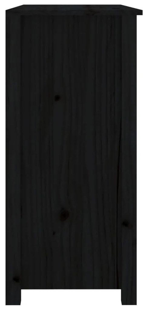 vidaXL Ντουλάπι Μαύρο 100 x 35 x 74 εκ. από Μασίφ Ξύλο Πεύκου
