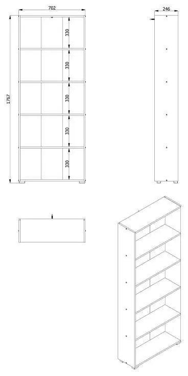 Βιβλιοθήκη Tomar 5 Artisan Oak 70x24,5x176,5 εκ. 70x24.5x176.5 εκ.