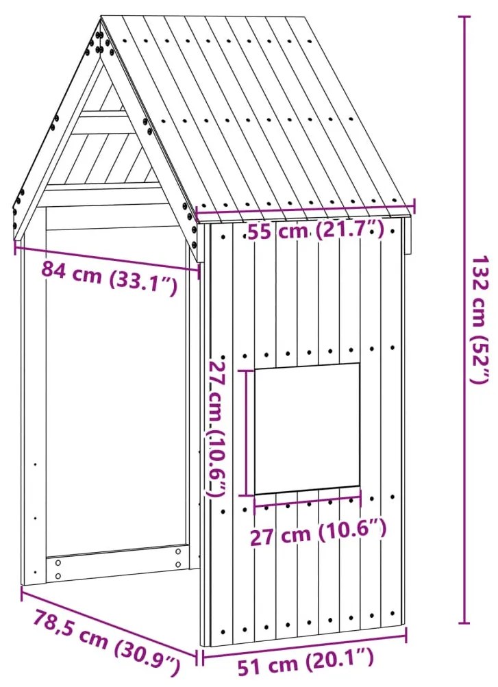 Οροφή Κρεβατιού Παιδική Λευκό 55x84x132 εκ. Μασίφ Ξύλο Πεύκου - Λευκό