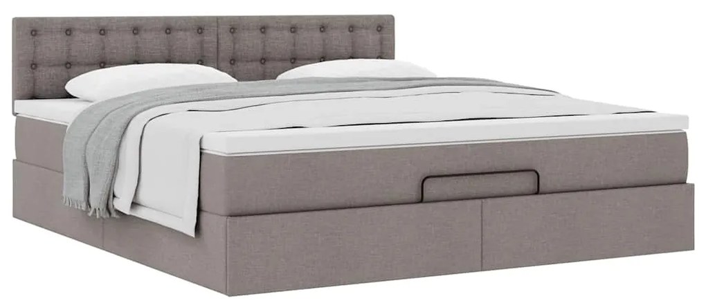 vidaXL Οθωμανικό κρεβάτι με στρώμα Taupe 180x200cm ύφασμα