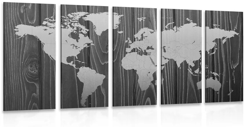 Χάρτης εικόνων 5 μερών σε ξύλο σε ασπρόμαυρο - 200x100