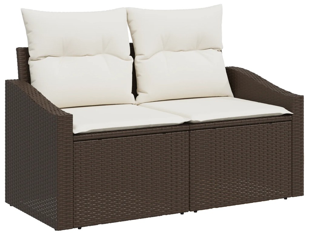 vidaXL Set Καναπέ Κήπου 8 Τεμαχίων με Μαξιλάρια Καφέ Ρατάν