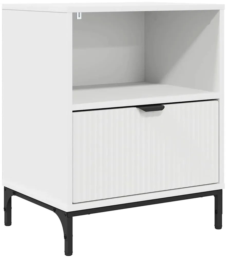 vidaXL Κομοδίνο με συρτάρι Λευκό 49 x 36 x 61 εκ Επεξεργασμένο ξύλο