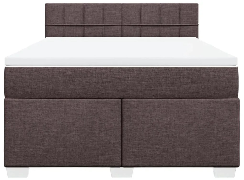 vidaXL Κρεβάτι Boxspring με Στρώμα Σκούρο Καφέ 160x200 εκ Υφασμάτινο