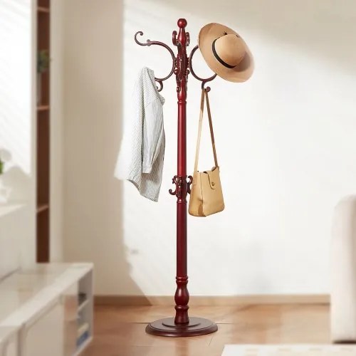 VEVOR Freestanding Coat Rack Wooden Coat Tree with Stable Large Base &amp; 11 Hooks