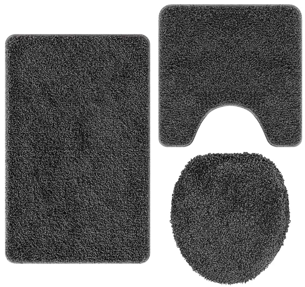 vidaXL Πατάκι μπάνιου 3 pcs Σκούρο γκρι 50 x 50 cm Πολυπροπυλένιο
