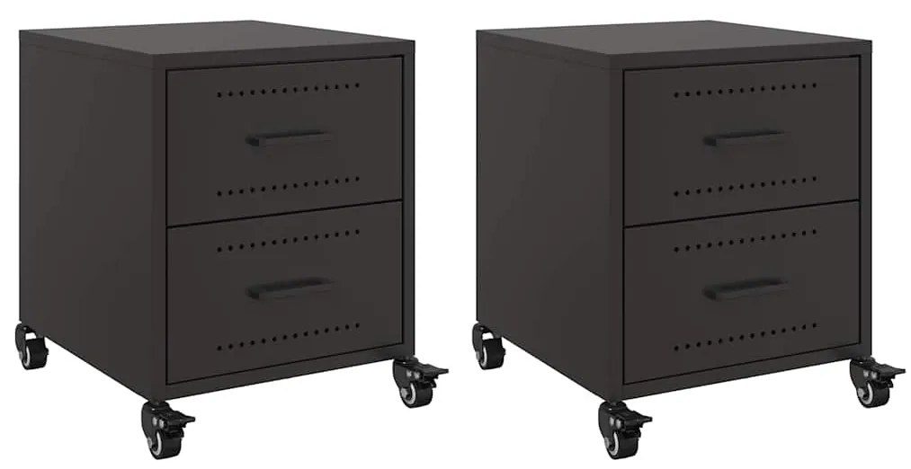 vidaXL Κομοδίνα 2 τεμ. Μαύρο 36x39x43,5 εκ. από Χάλυβα