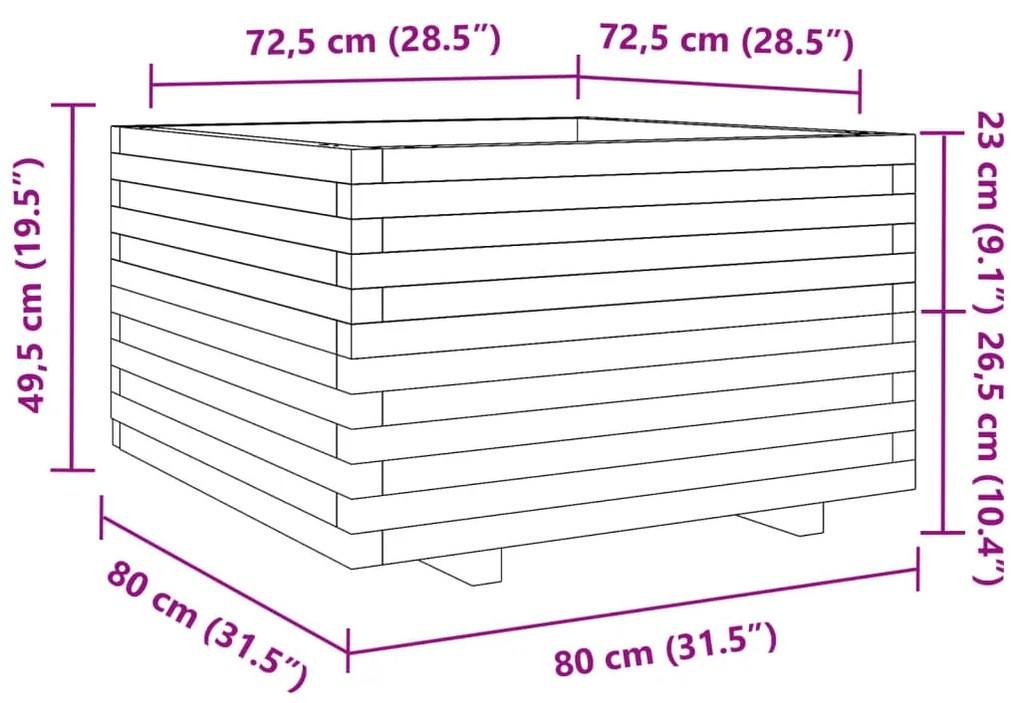 Ζαρντινιέρα Καφέ Κεριού 80x80x49,5 εκ. από Μασίφ Ξύλο Πεύκου - Καφέ