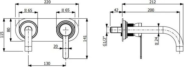 Μπαταρία νιπτήρα τοίχου Lumiere Vicario-Mauro-brushed