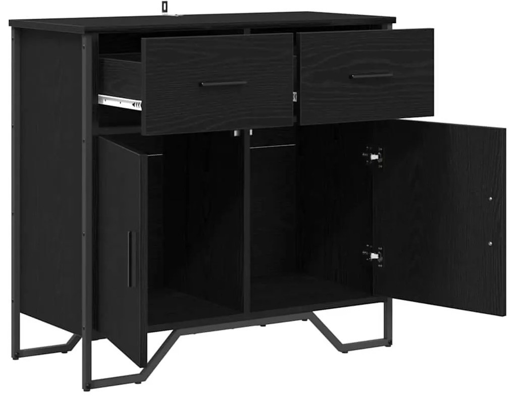vidaXL Πλαϊνό γραφείο με συρτάρι Μαύρη Οξυά 79,5 x 35,5 x 74,5 εκ