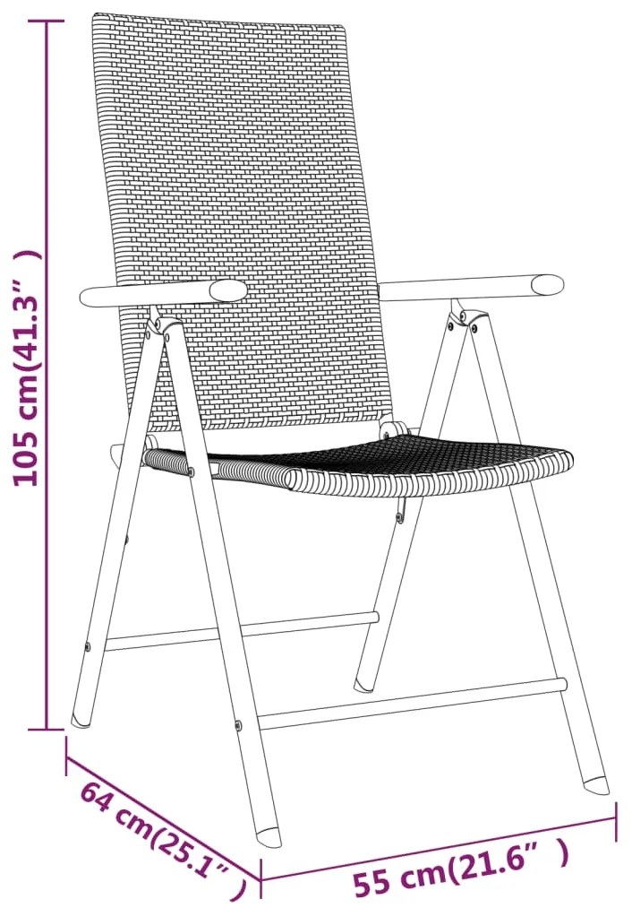 vidaXL Σετ Τραπεζαρίας Κήπου 9 Τεμαχίων Μαύρο