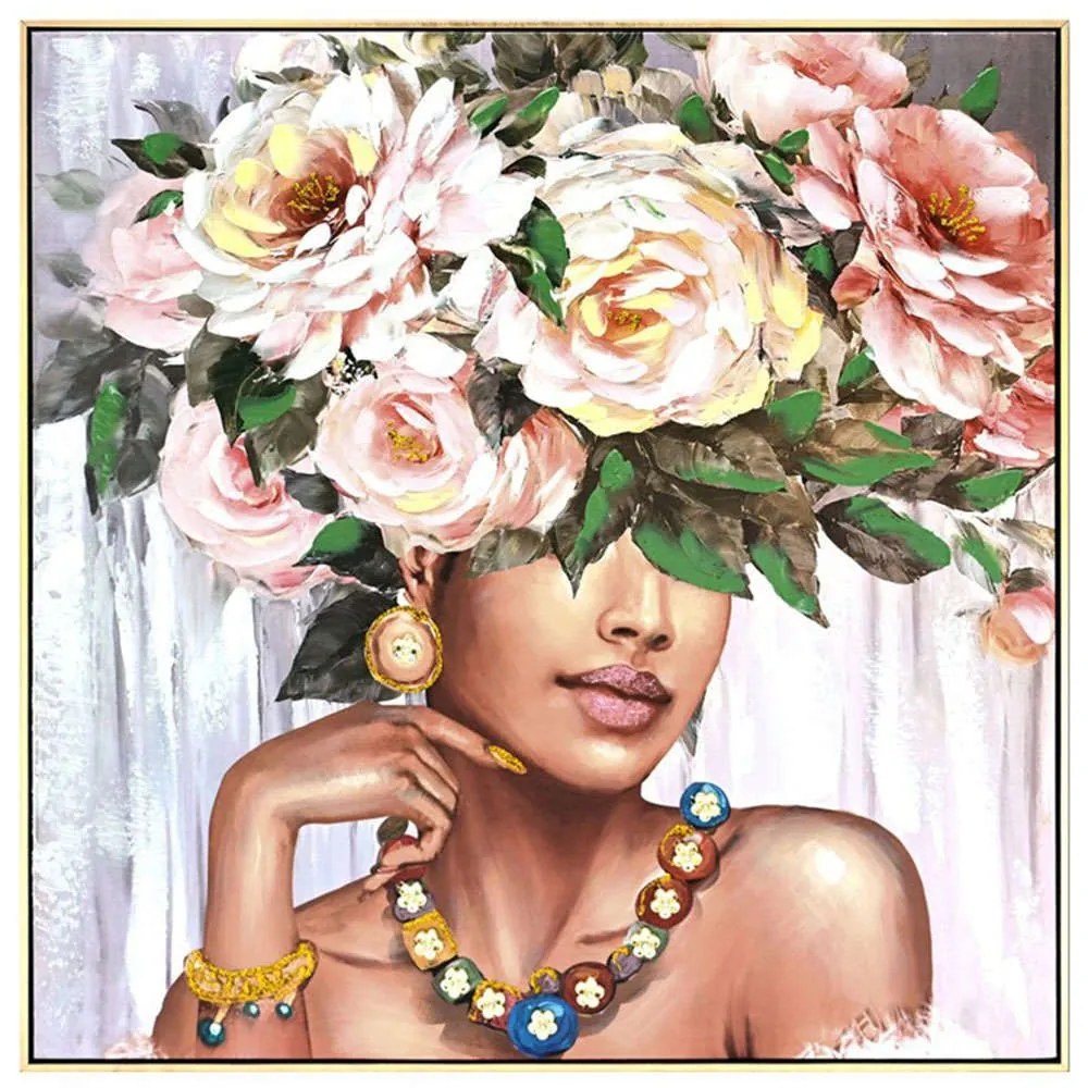 Πίνακας Καμβάς Flowergirl 296-000006 82x4,5x82cm Multi Inart Square Καμβάς