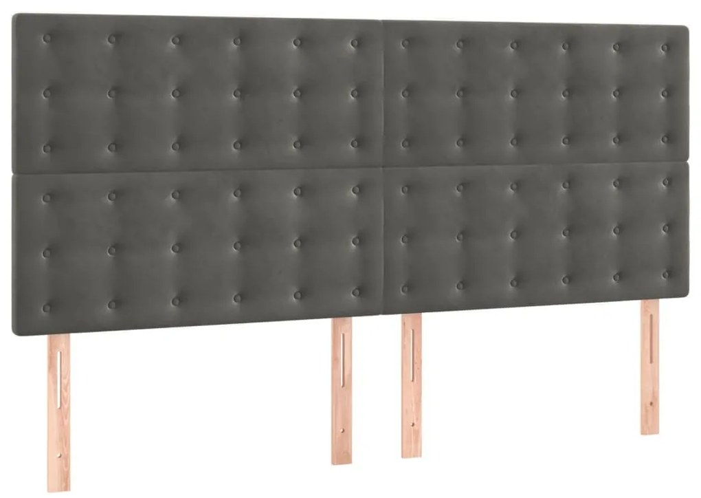 vidaXL Κεφαλάρια Κρεβατιού 4 τεμ.Σκούρο Γκρι 100x5x78/88 εκ. Βελούδινο