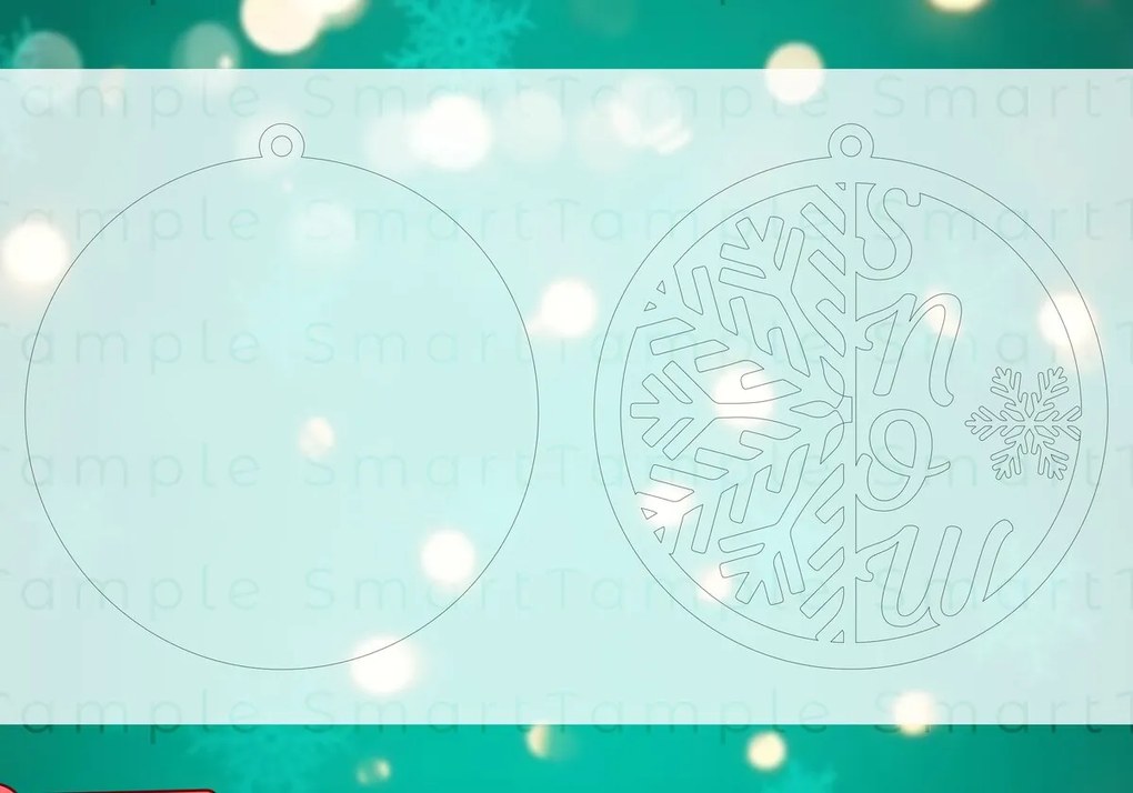 Σετ των 3 Intra απο ξύλο plywood 3mm-4mm πάχος Χριστουγεννιάτικη μπάλα με λέιζερ, Χριστουγεννιάτικο ελάφι Δίασταση 8x8 cm INTRAFABR-83709967