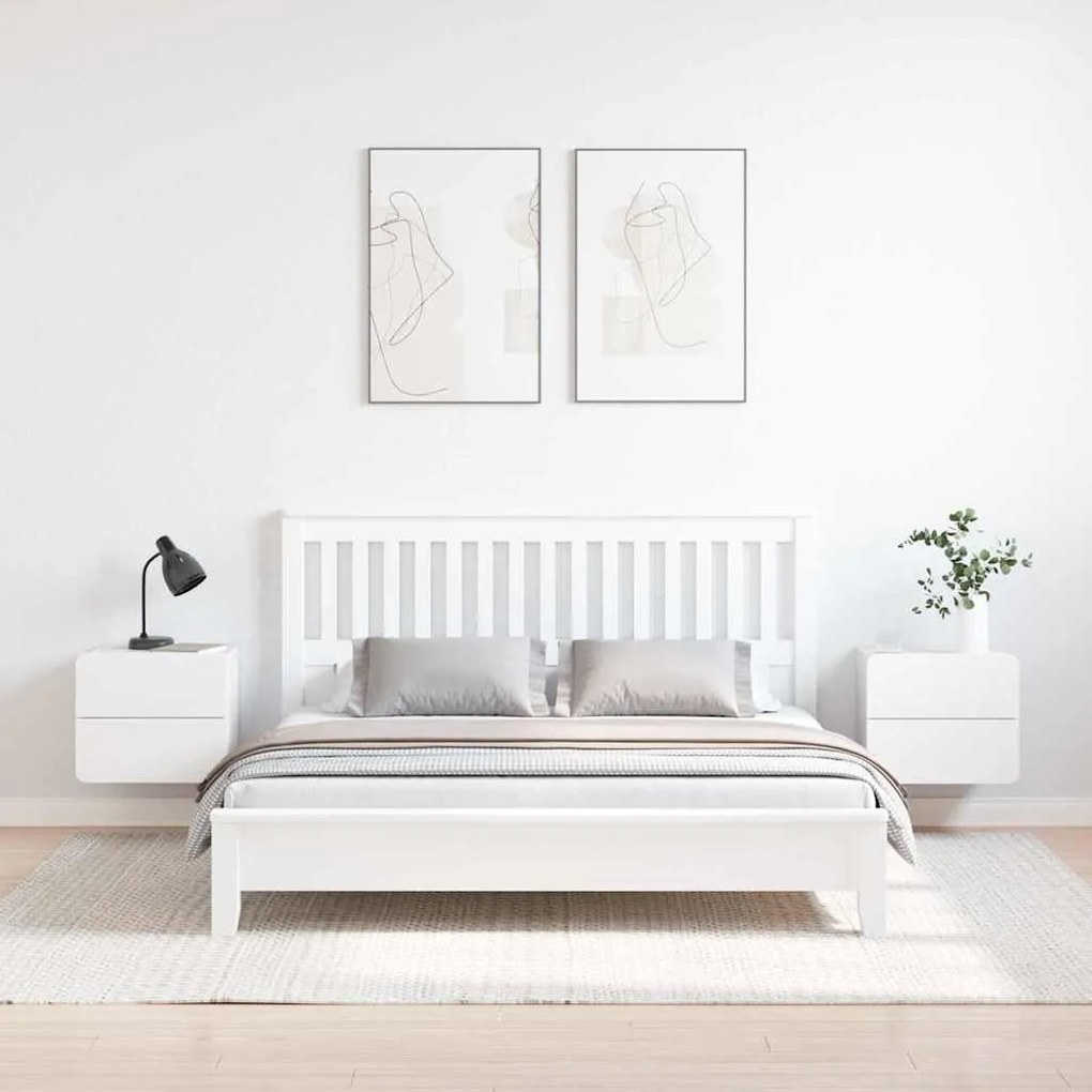 vidaXL Κομοδίνο 2 pcs Λευκό 39 x 34 x 33 εκ. Μασίφ ξύλο πεύκου