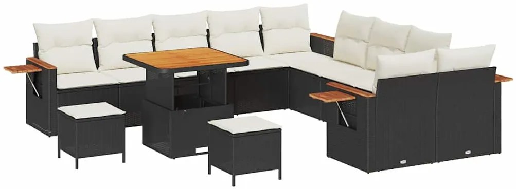 vidaXL Σετ Καναπέ Κήπου 13 pcs Μαύρο και κρεμ 80 x 80 x 71 cm
