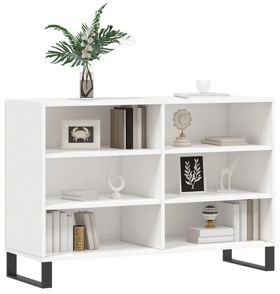 vidaXL Ραφιέρα Γυαλιστερή Λευκή 103,5 x 35 x 70 εκ. από Επεξεργ. Ξύλο