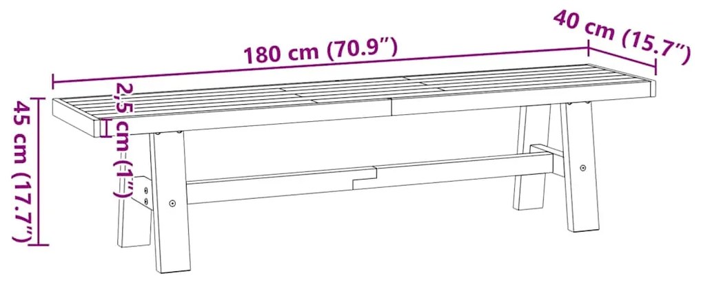 ΠΑΓΚΟΣ ΤΡΑΠΕΖΑΡΙΑΣ NOAIN ΜΕ ΠΟΔΙΑ ΣΧΗΜΑΤΟΣ Α 180X40X45 CM 4100048