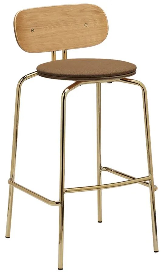 Σκαμπό Μπαρ Curious 5918-1C719-01 49.5x52x98.7cm Brass Sugar Brown