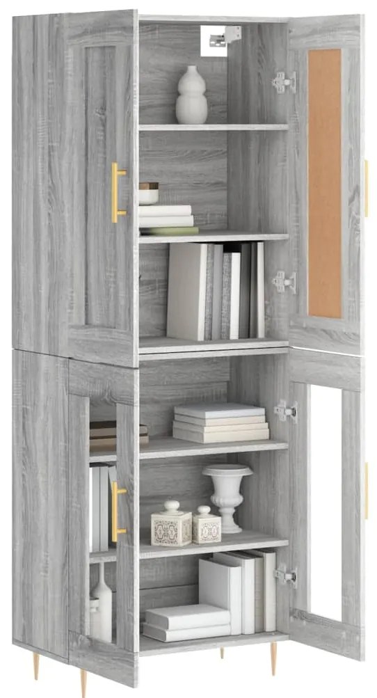 vidaXL Ντουλάπι Γκρι Sonoma 69,5 x 34 x 180 εκ. Επεξεργασμένο Ξύλο