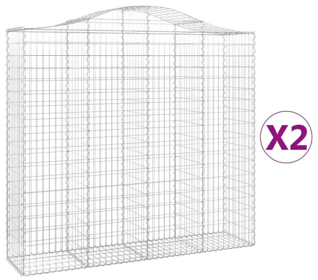 vidaXL Συρματοκιβώτια Τοξωτά 2 τεμ. 200x50x180/200 εκ. Γαλβαν. Ατσάλι