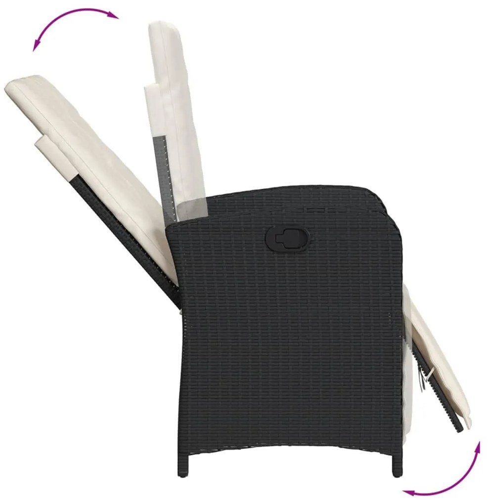 vidaXL Σετ Τραπεζαρίας Κήπου 7 Τεμ. Μαύρο Συνθετικό Ρατάν με Μαξιλάρια