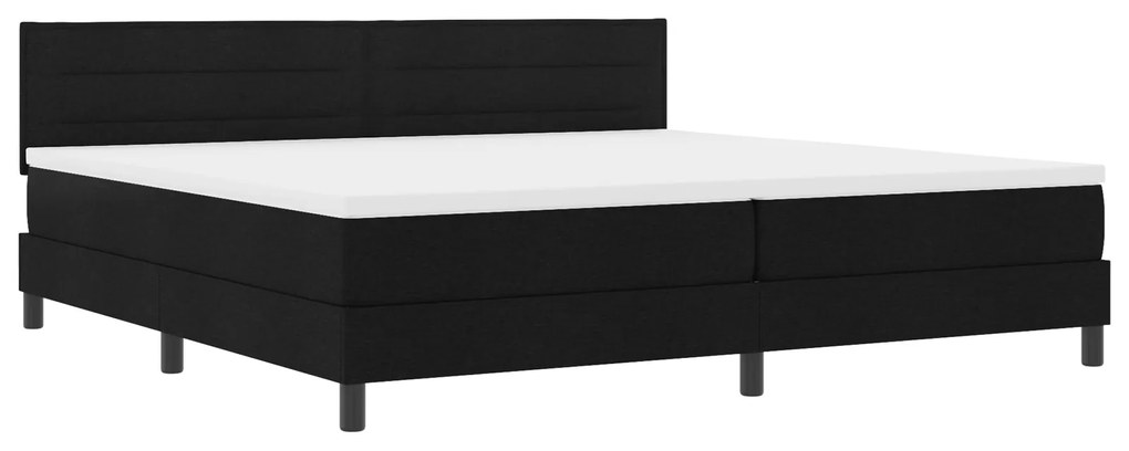 vidaXL Κρεβάτι Box Spring με Στρώμα & LED Μαύρο 200x200 εκ. Υφασμάτινο