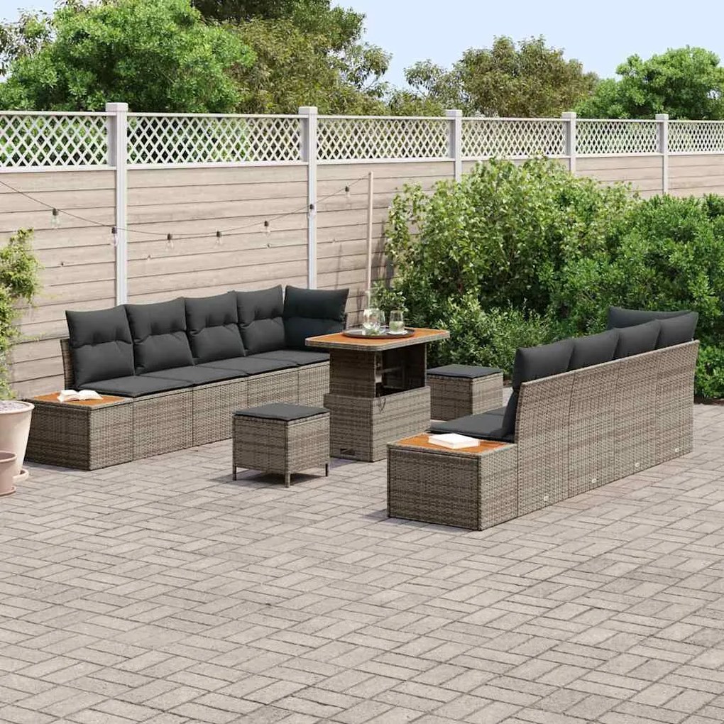 vidaXL Σετ Καναπέ Κήπου 11 pcs Γκρι και Σκούρο Γκρι 90 x 55 x 71 cm