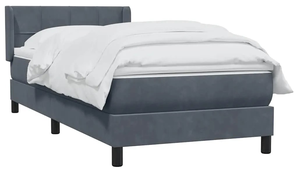 vidaXL Κρεβάτι Boxspring με Στρώμα Σκούρο Γκρι 100x210 εκ. Βελούδινο