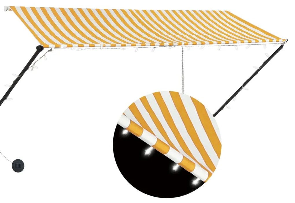 vidaXL Τέντα Συρόμενη με LED Κίτρινο / Λευκό 300 x 150 εκ.
