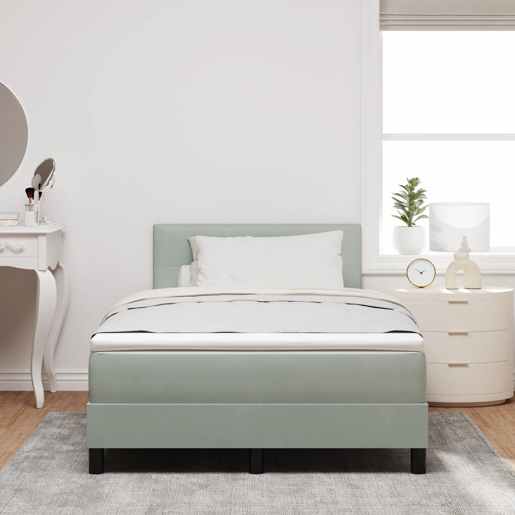 vidaXL Κρεβάτι με Στρώμα Light Grey 120x200 εκ. Βελούδο