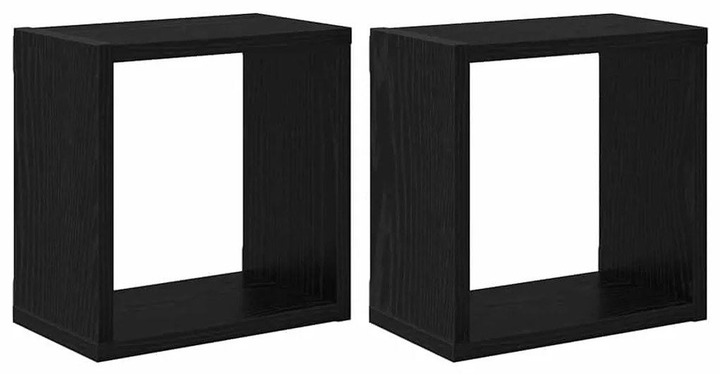 vidaXL Ράφια Τοίχου με ράφι Επιτοίχιο 2 pcs Μαύρη Οξυά 26 x 15 x 26 cm