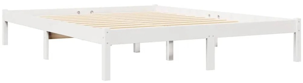 vidaXL Κρεβάτι Βιβλιοθήκη Χωρίς Στρώμα Λευκό 135x190 εκ Μασίφ Πεύκο