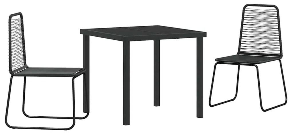 vidaXL Σέτ φαγητού για κήπο 3 pcs Μαύρο Χάλυβας με επίστρωση πούδρας