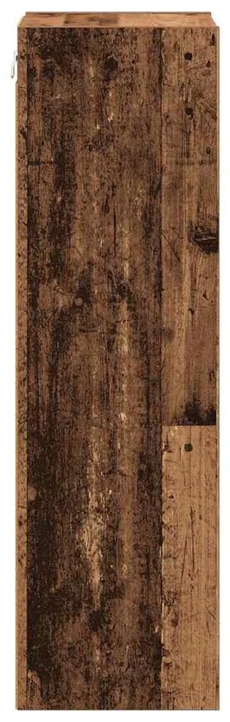 vidaXL Κρεμαστό ντουλάπι με αποθήκευση Παλιό ξύλο 30 x 29,5 x 100 εκ.
