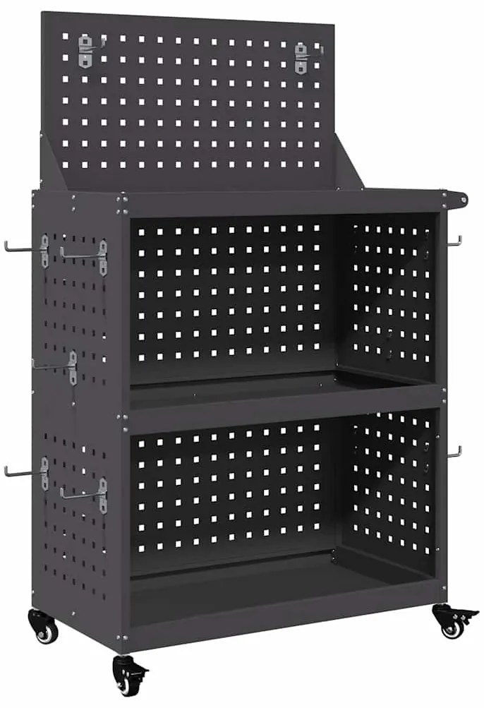 vidaXL Καρότσι εργαλείων Μαύρο 65 x 35 x 111 εκ Ψυχρής έλασης χάλυβας