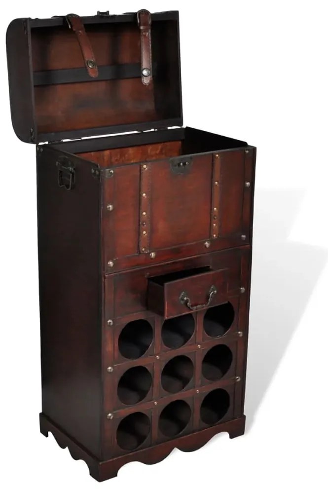 vidaXL Ραφιέρα Κρασιών με Αποθηκευτικό Χώρο για 9 Μπουκάλια Ξύλινη