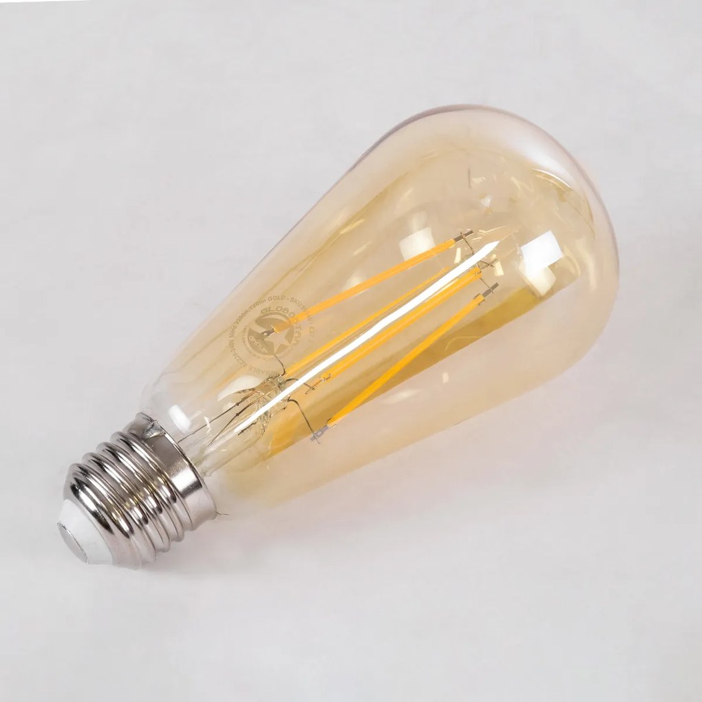 GloboStar 99046 Λάμπα LED Long Filament E27 ST64 Αχλάδι 8W 720lm 360° AC 220-240V IP20 Φ6.4 x Υ14cm Ultra Θερμό Λευκό 2200K με Μελί Γυαλί - Dimmable - 3 Years Warranty - 99046